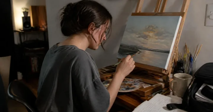 1. Painting Alone After A Stressful Workday